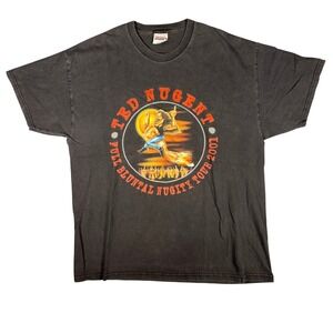 Vintage 2001 Ted Nugent Full Bluntal Nugity Tour Shirt Mens XL Hanes Black Tee